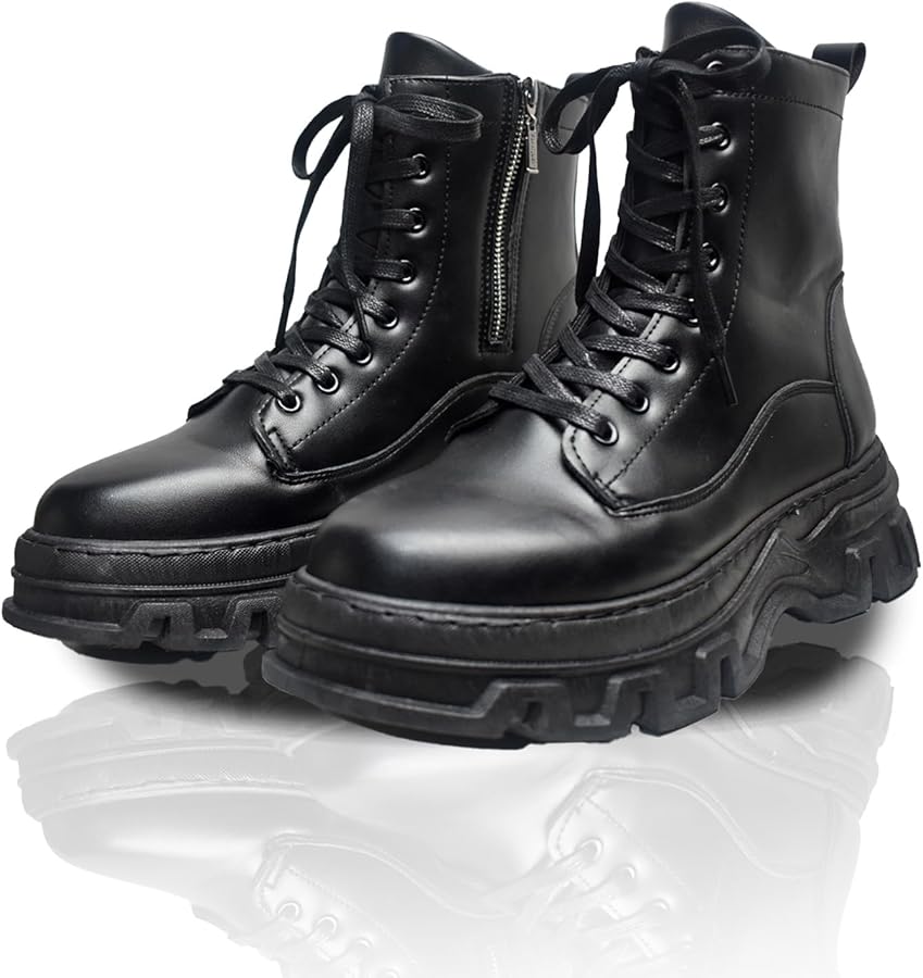 Amazon | [ALVEIN] バイクブーツ ワークブーツ 厚底 シークレット